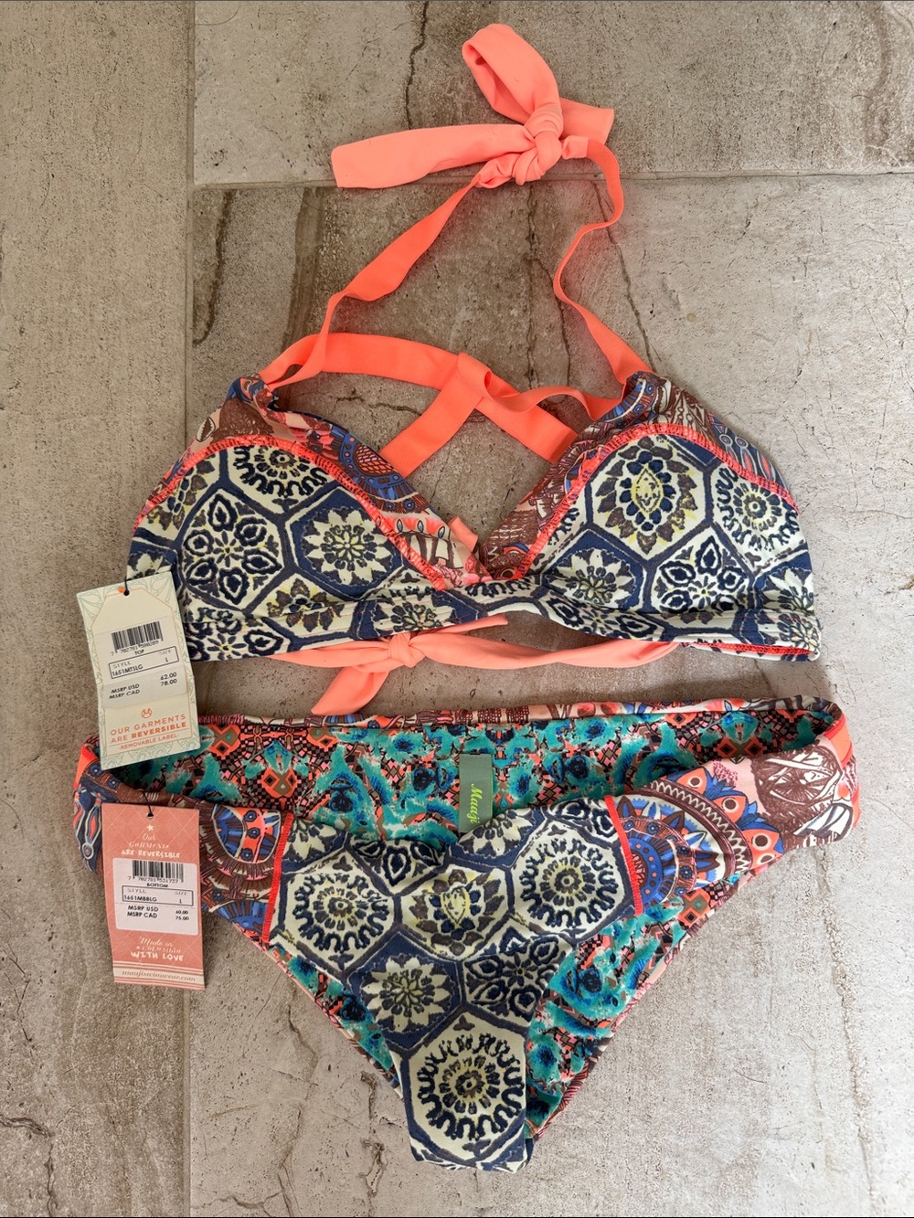 Maaji Coral-Trim Mosaic Print Bikini